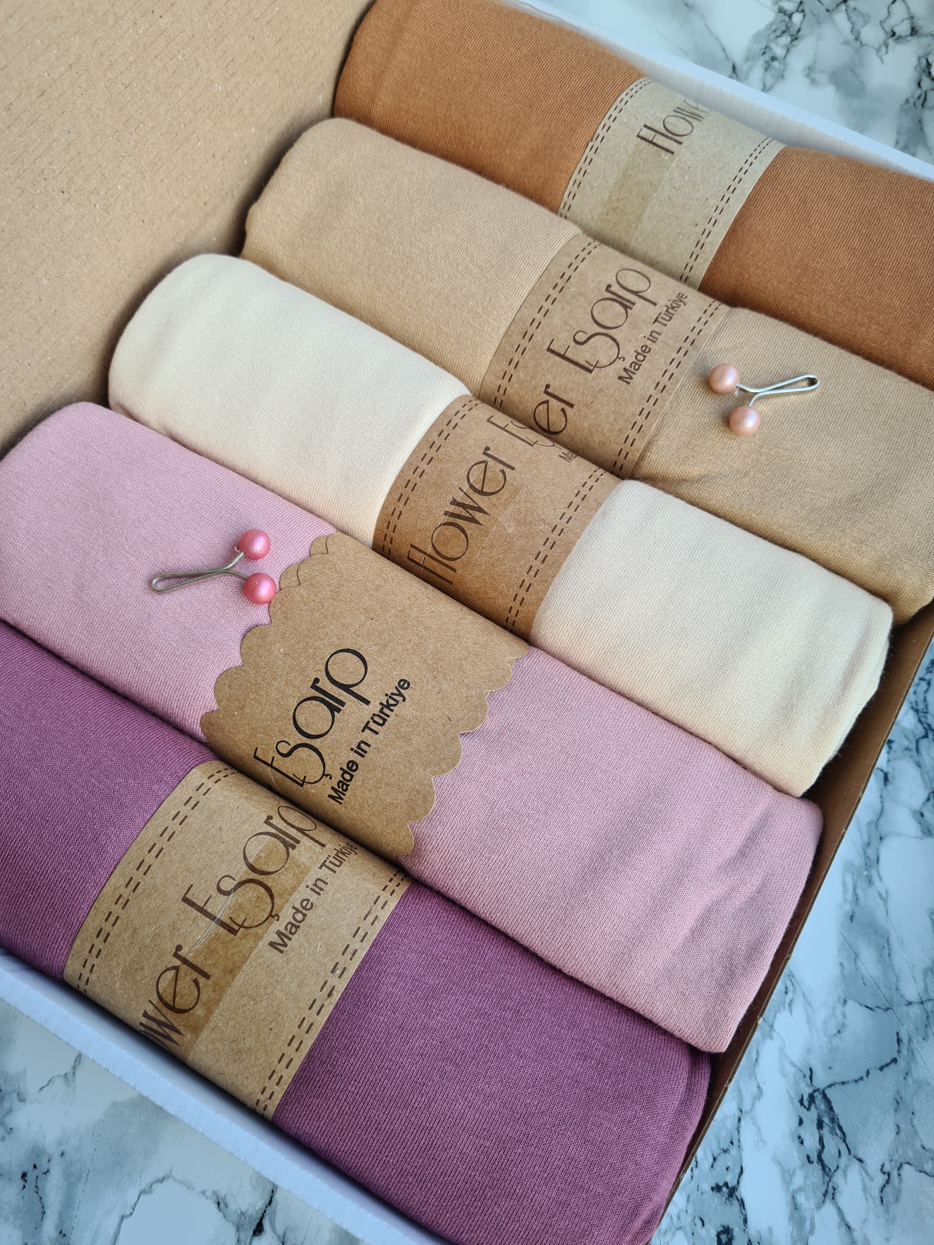 Boîte Écharpe Jersey Rose/Beige2