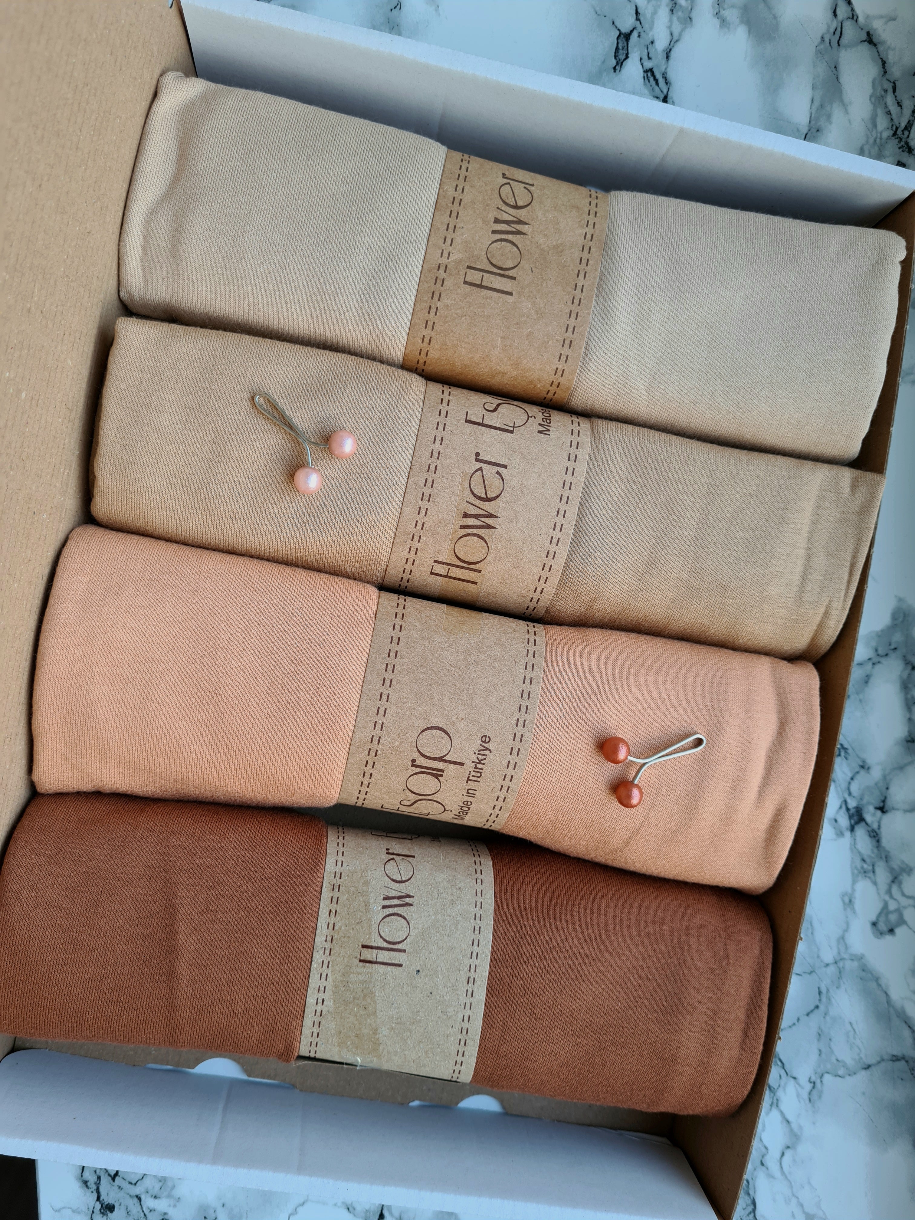 Jersey Echarpe Box Caramel/Saumon/Beige