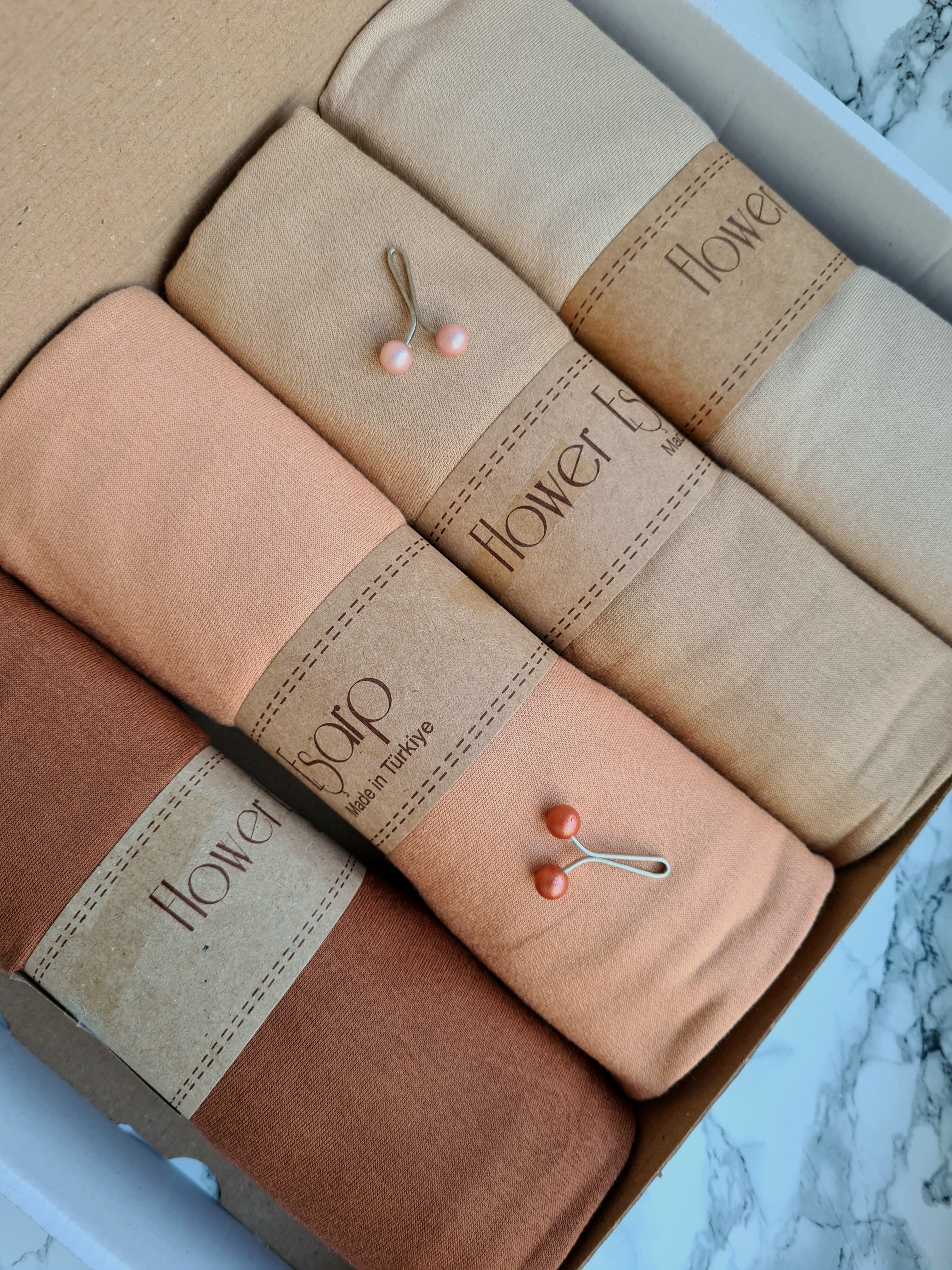 Jersey Echarpe Box Caramel/Saumon/Beige