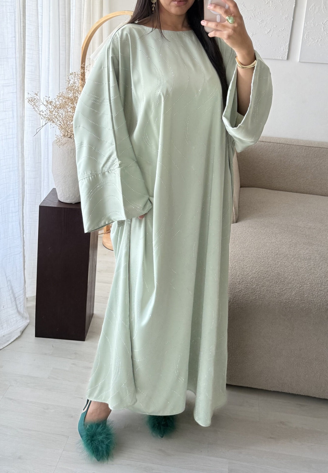 🌙NOUVEAU🌙Abaya ondulée en strass Aliya