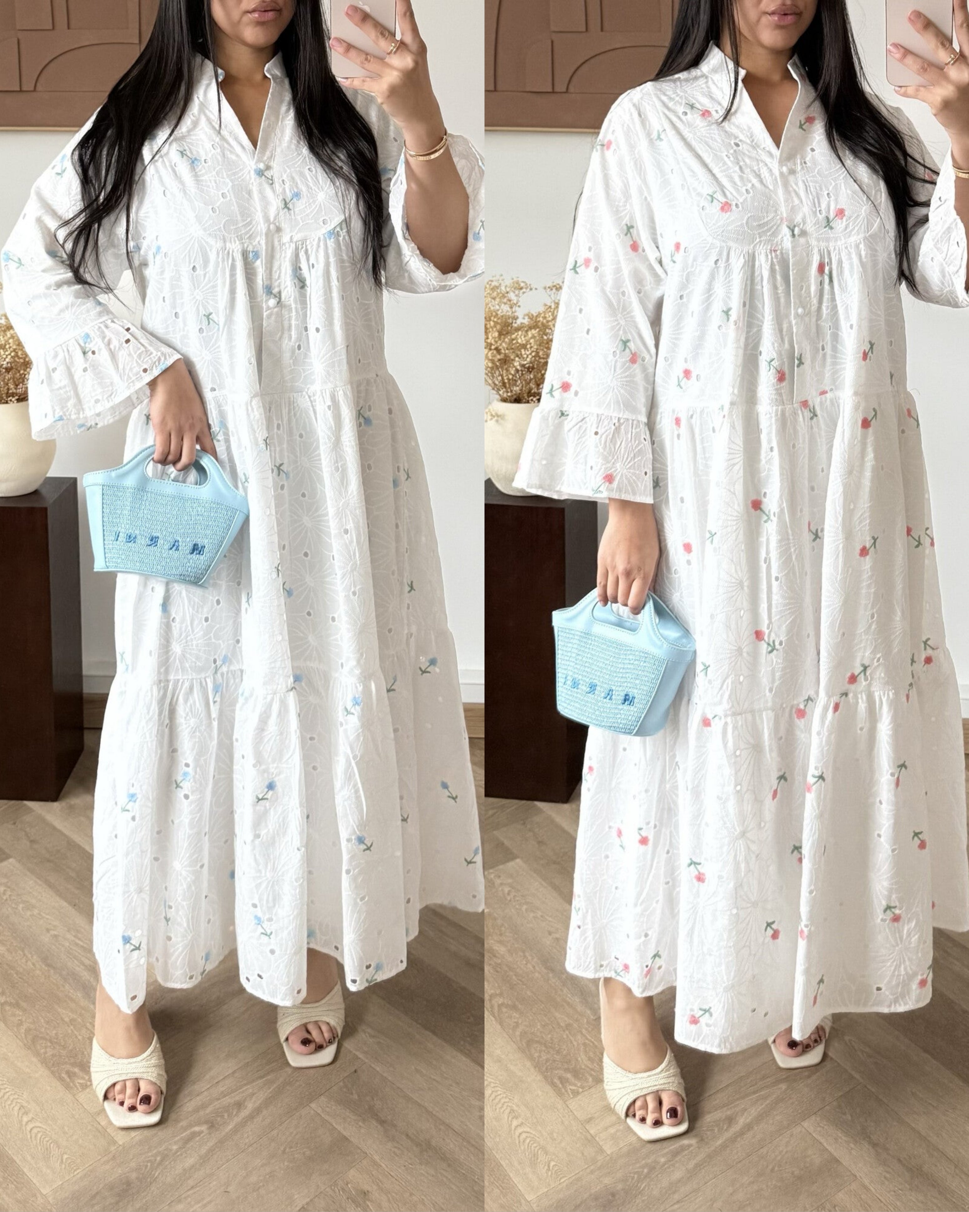 Zuhur dress with floral embroidery