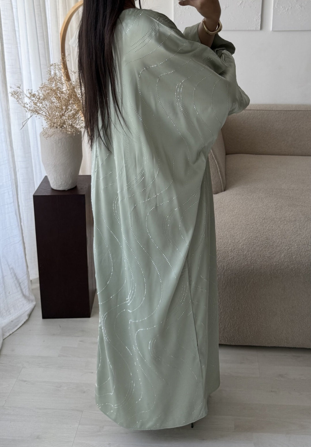 🌙NOUVEAU🌙Abaya ondulée en strass Aliya