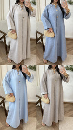 Charger l&#39;image dans la galerie, Robe à boutons dorés Emira en 60% viscose

