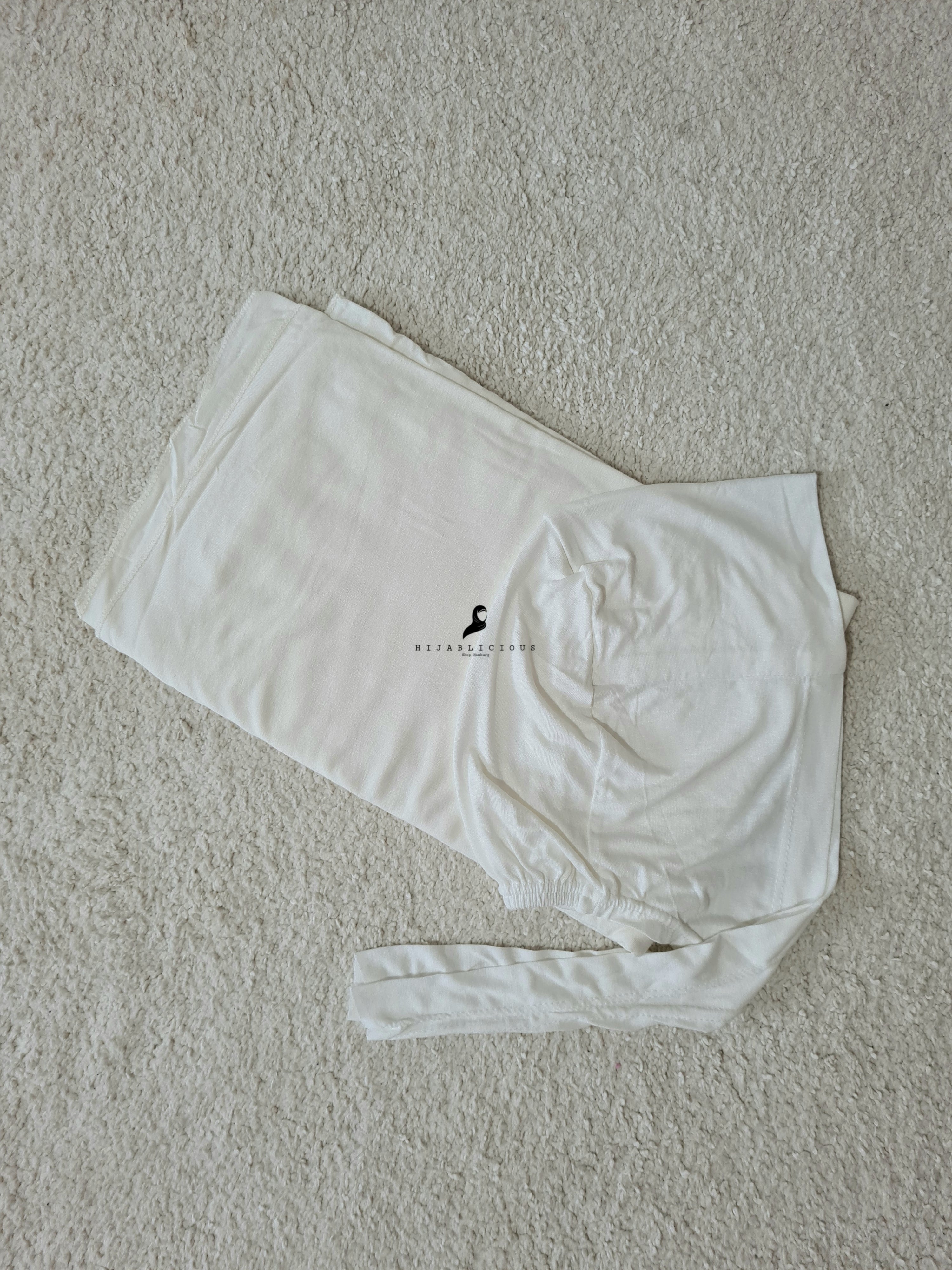 Ensemble avec écharpe en jersey + os en blanc naturel