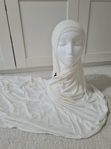 Ensemble avec écharpe en jersey + os en blanc naturel