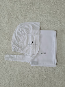 Ensemble avec écharpe en crêpe de luxe + os en blanc pur